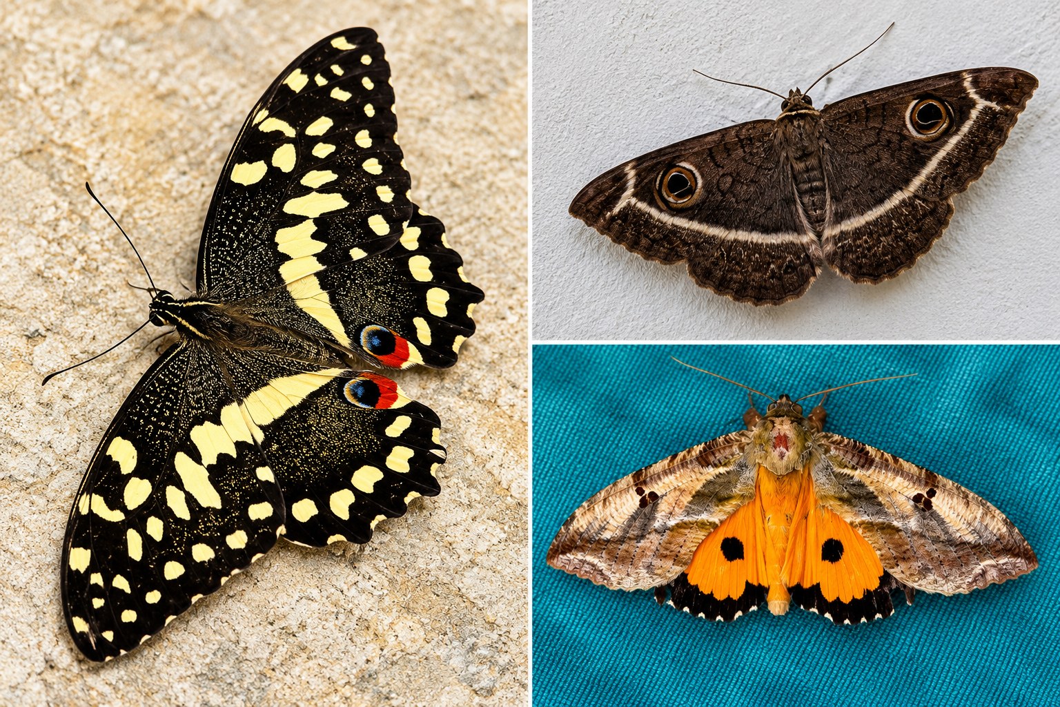 A butterfly and moths photographed at Cracker Bay